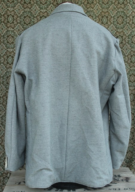 Lined N.C. Sack Coat (Fatigue Blouse) in Medium Gray woolen Jean Cloth Back